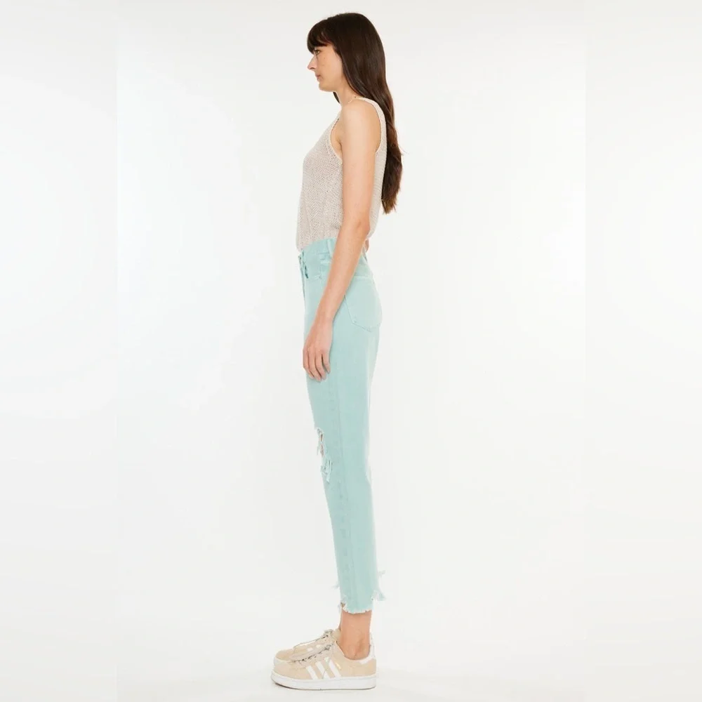 NEW KANCAN high rise mom jeans in seafoam - Picture 4 of 11